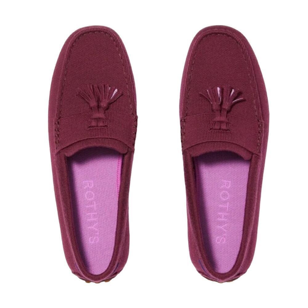 Rothy's Merino Tassel Driving Loafer Flat Slip-On Burgundy Size M11.5 NWOT